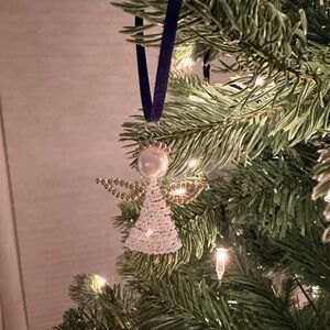Elegant Beaded White Angel Ornament